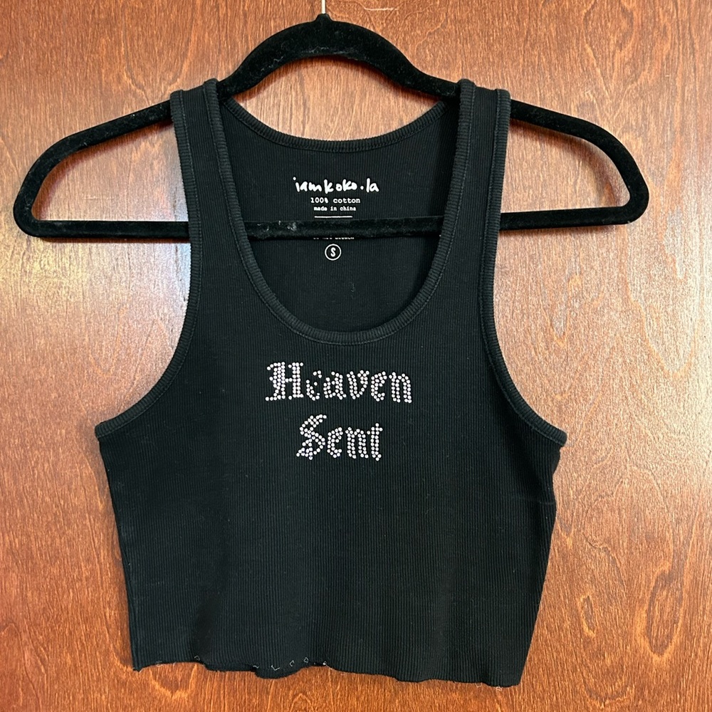 i am koko la black bling heaven sent tank top size small